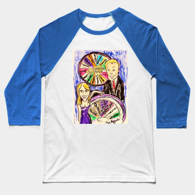 Wheel of Fortune Pat Sajak and Vanna White Baseball T-Shirt by TheArtQueenOfMichigan 